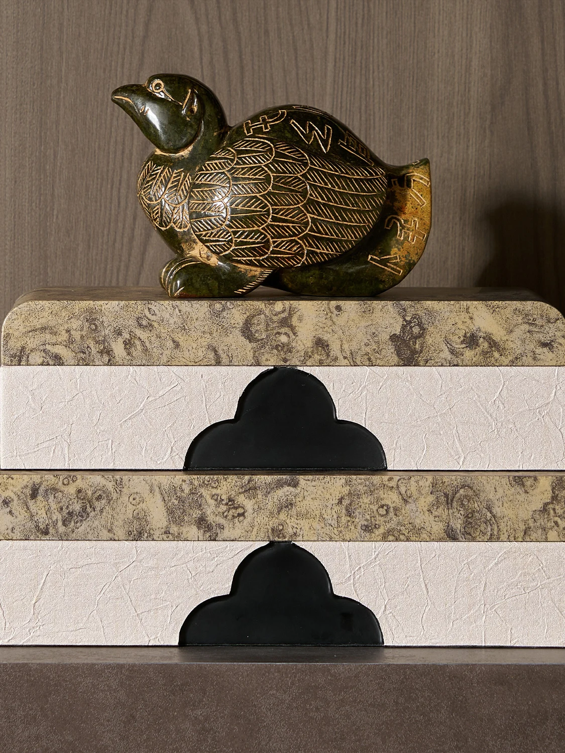 아르데코 중국풍 빈티지 거실 장식품 상자 포도 과일 조각 비취 티 테이블 캐비닛 샘플룸 장식품