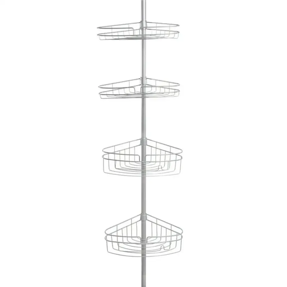 4-Tier Adjustable Corner Shower Caddy with Razor Holder Rust-Resistant Metal Wire Baskets Fits 5-9ft Ceilings Easy Install Satin