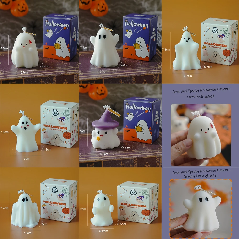 Halloween Ghost Candle Single Wick Jar Design Creative Ornaments Atmosphere Fragrance Candle Luxury Gift Party Desktop Decor