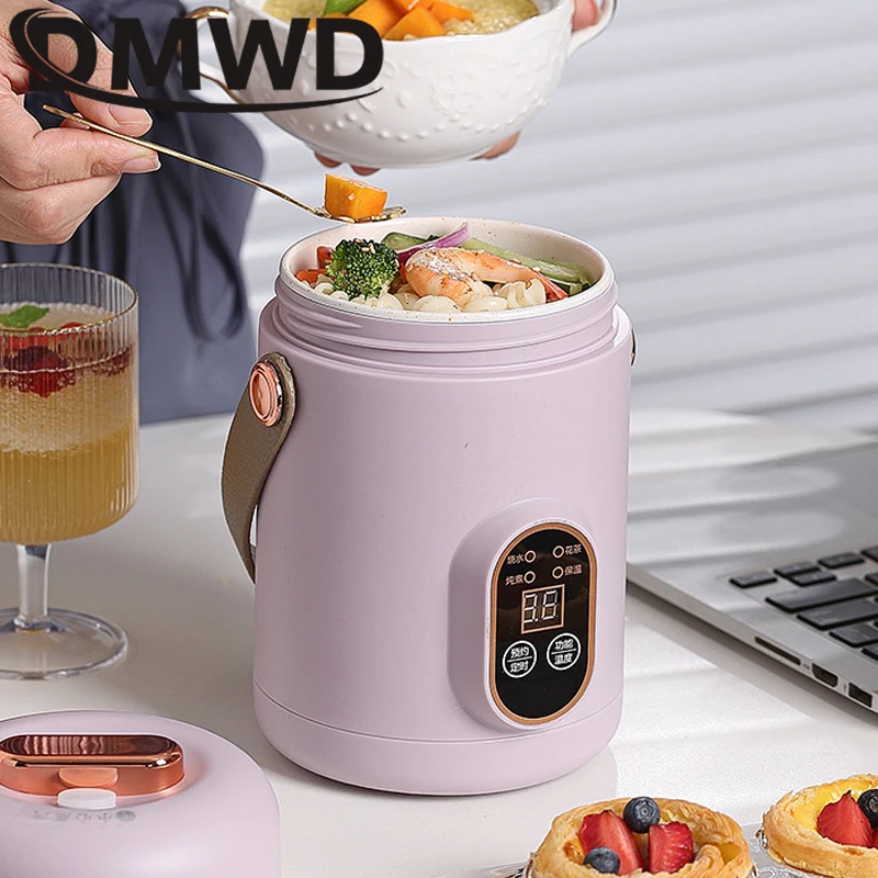 DMWD 1200ml Electric Stew Pot Mini Portable Health Cup Scented Tea Soup Porridge Heating Pot Water Boiler 12H Appointment Travel 4
