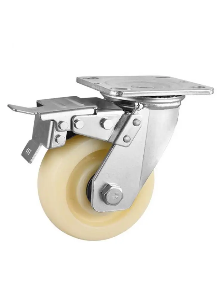 

1 Pcs 4-inch Heavy Universal Caster With Brake Plate Nylon Wear-resistant Steering Wheel Glass Mechanical 200KG
