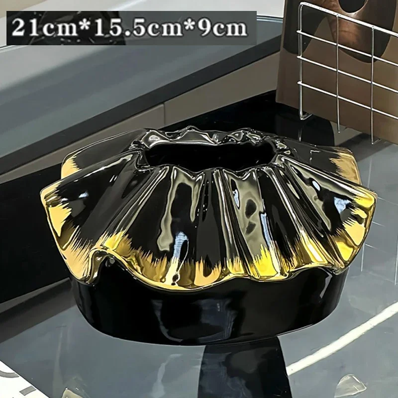 Chinese Style Tissue Box, High-end Light Luxury Style Creative Home Living Room Ceramic Coffee Table Dining-Table Paper Box, 1Pc