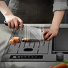 8448 Digital Display Touchscreen Pull Out Fregadero Double Bowl Stainless Steel Smart Waterfall Kitchen Sink With Dishwasher 5