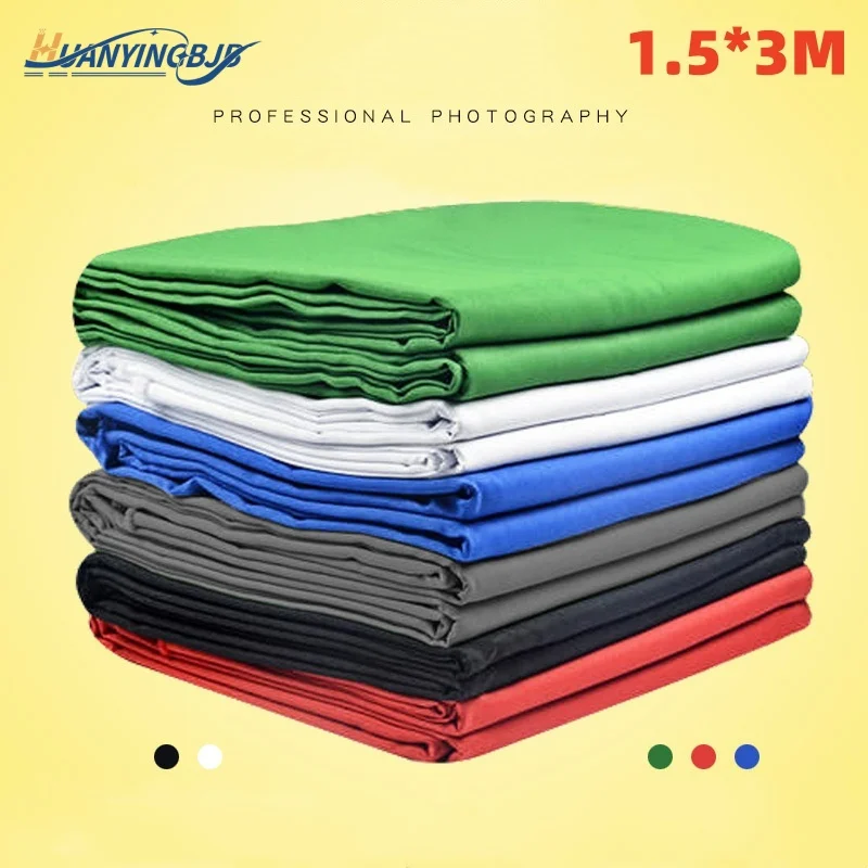 사진 촬영용 흰색 녹색 화면 배경 천, 면 크로마키 장식, 모슬린 사진 스튜디오 비디오, 1.5x3M 