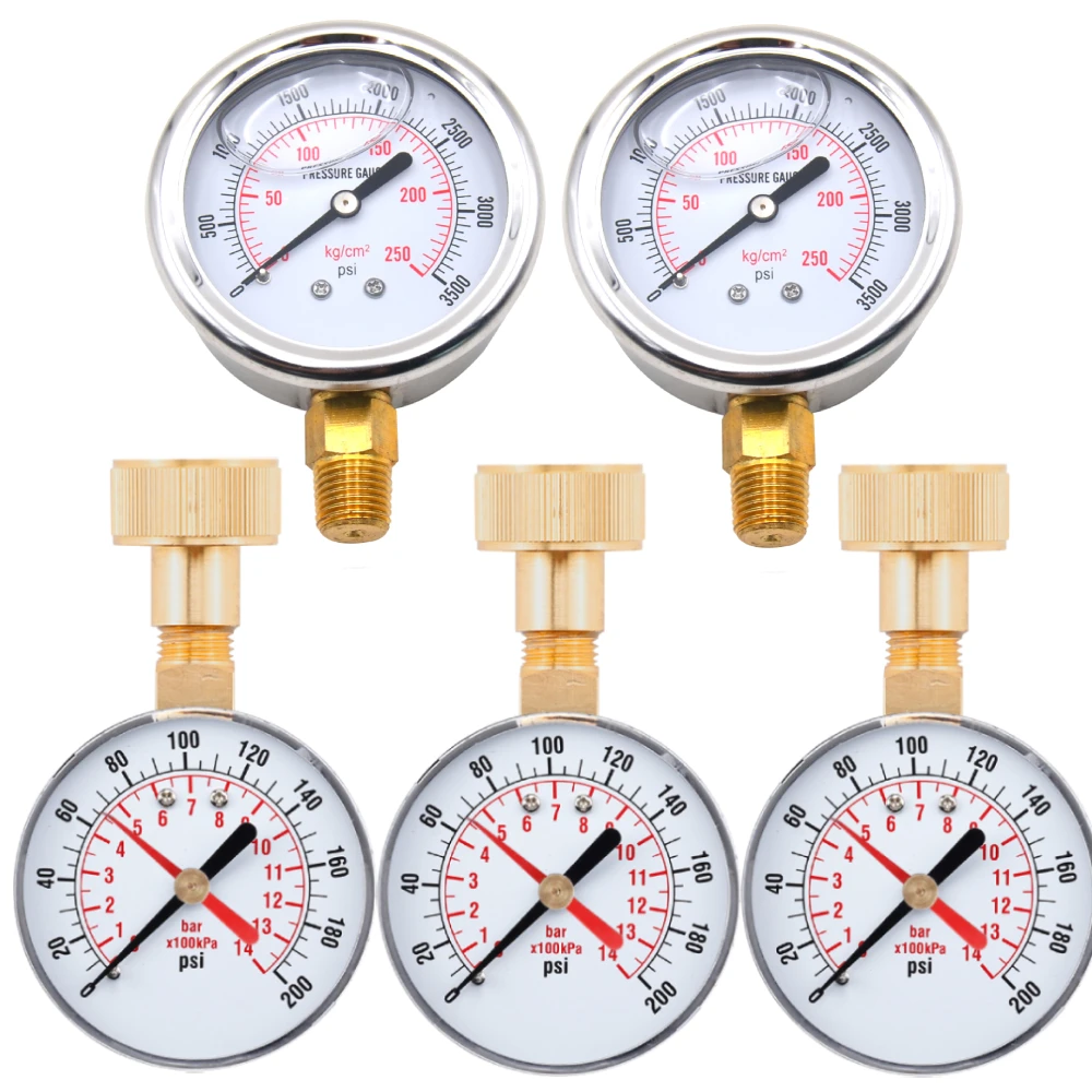 Manómetro hidráulico de 0-250Bar, medidor de presión de agua, Dial de 63mm,  0-3750psi, G1/