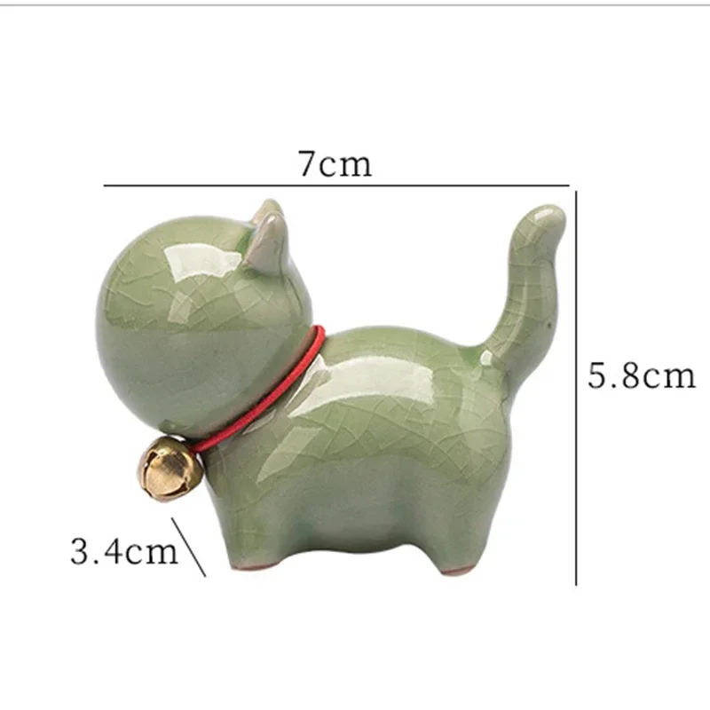 Tea Pet Ornaments Cute Bell Little Cat Tea Pet Ornament Ceramics Crafts Desktop Decoration Cat Sculptures and Statues