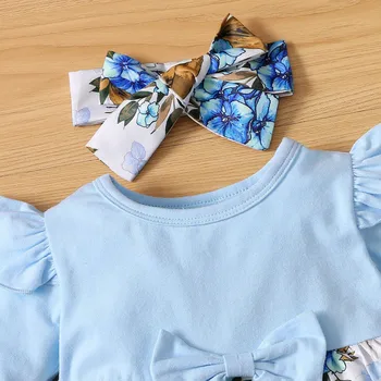 Infant Baby Girls' Clothing Long Sleeve Tops+Pants+Headwear Sets Flower Print Fashion Baby's Set Baby Clothes 3 6 12 24 Months 4