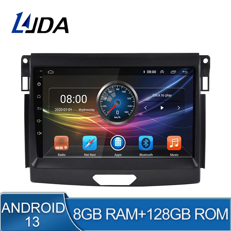 

LJDA 8G+128G Android 13 Car Multimedia Player For Ford RANGER 2015 - 2020 GPS Navigation 1 Din Car Radio Autoaudio DSP Carplay