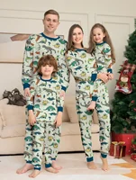 2024 Christmas Dinosaur Print Family Matching Outfits Cute Soft Pajamas Set 2 Pieces Suit Xmas Gift Family Look Casual Pyjamas 1
