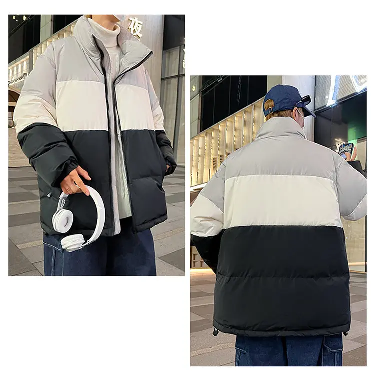 Mode Herren Stehkragen Entendaunenjacken 2025, Winter, winddicht, warm, Puffermäntel, Jugend, High Street Wear, gepolsterte Oberteile, Kleidung – Detail 15