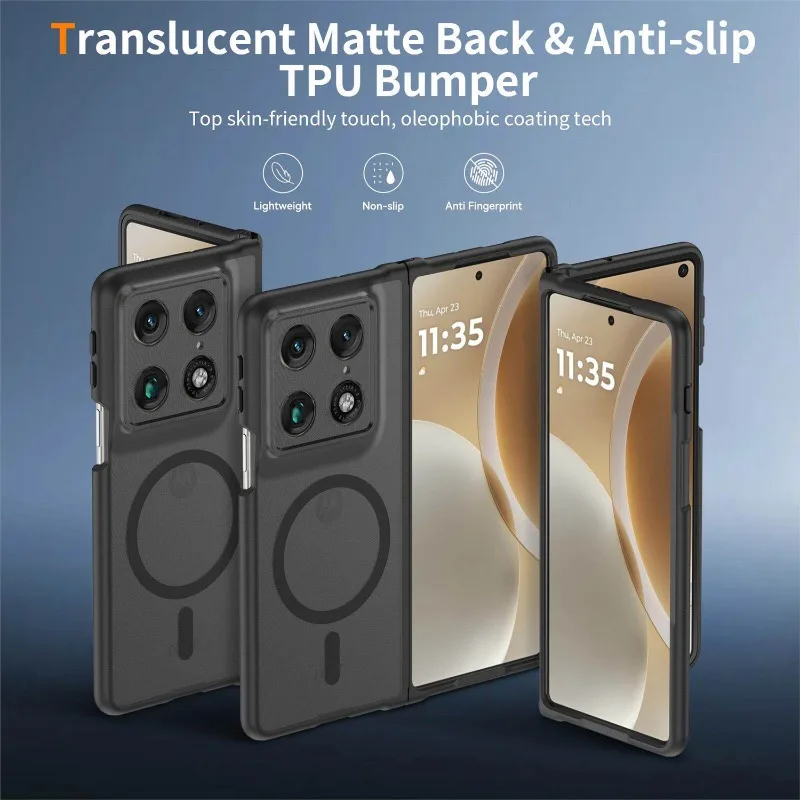 Foldable Frosted TPU Shockproof Case with Built-in Magnetic Wireless Charging Compatibility