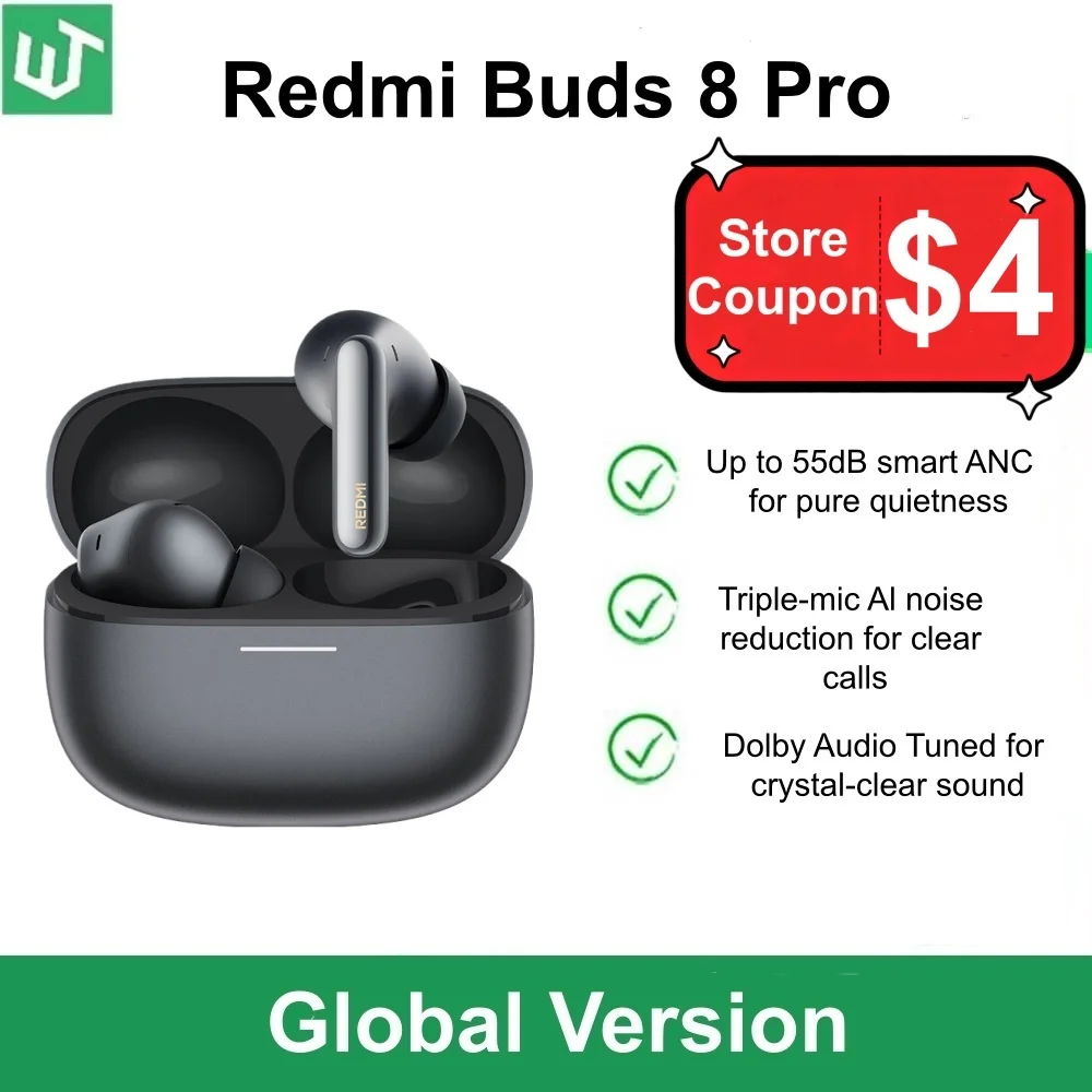 Neue Xiaomi Redmi Buds 8 Pro Globale Version TWS Kopfhörer Bluetooth 5.4 AI Clear Call 3 MIC 55dB Aktive Geräuschunterdrückung Ohrhörer - AliExpress 44