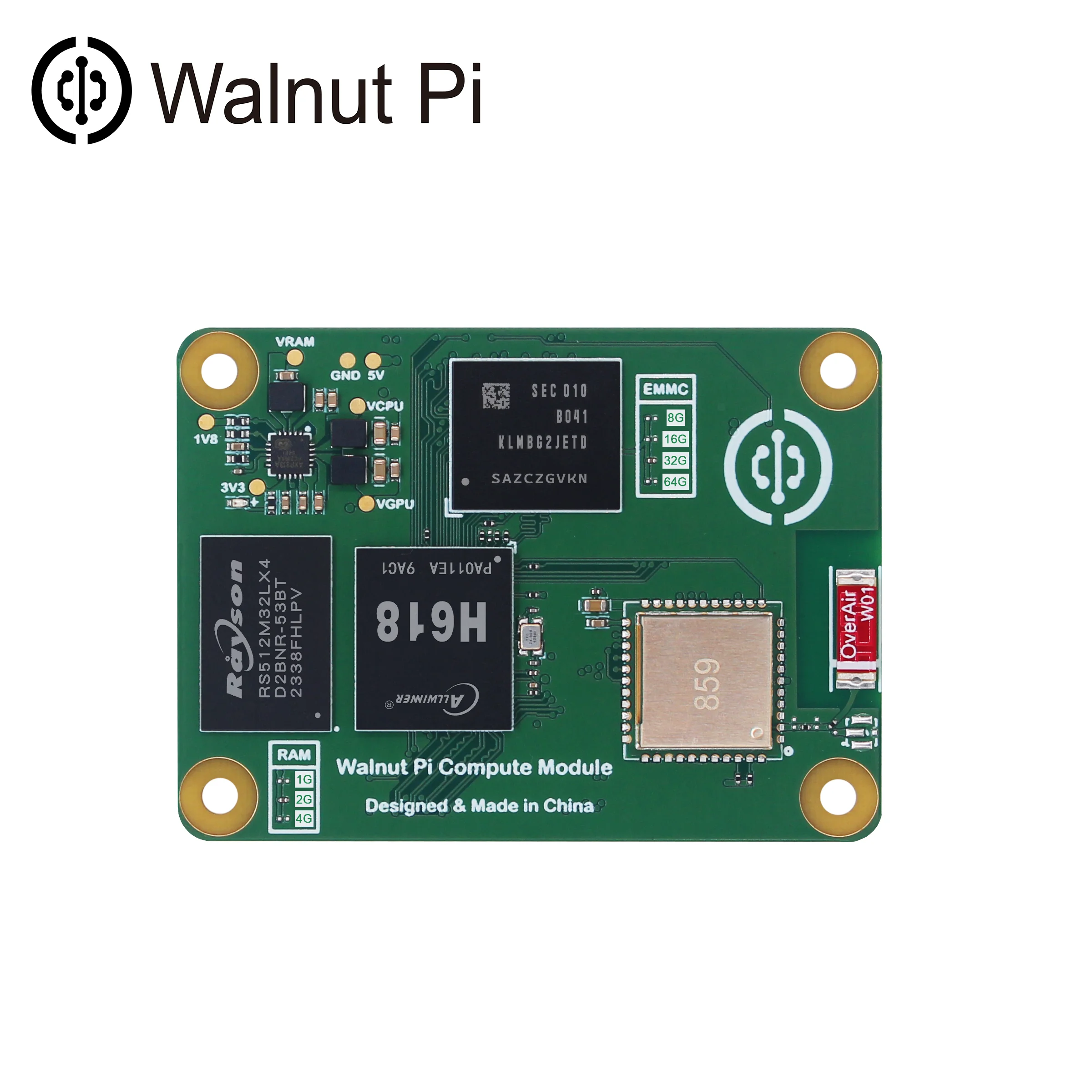 히트 상품 칩보드 월넛 Pi CM1 컴퓨팅 모듈 1/2/4GB 올위너 H618 WiFi BT 미니 PC 개발 보드 SBC 컴퓨터 라스베리