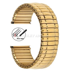Elegant Stainless Steel Stretch Watch Band - Silver & Gold - Unisex Sport Bracelet Strap - 18mm (Gold)
