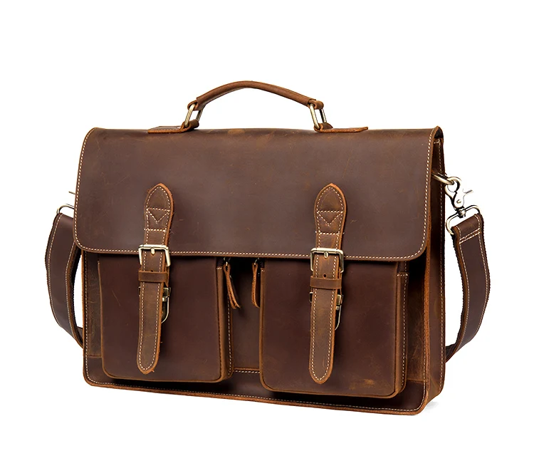 Distressed Brown Laptop Shoulder Bag Briefcase