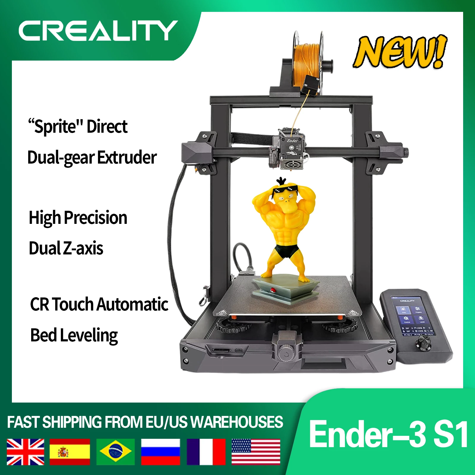 2022 Creality Ender 3 S1 3D Printer High Precision Dual Z-axis Upgraded Sprite Dual Gear Direct Extruder CR Touch Auto Bed Level 3d printing business