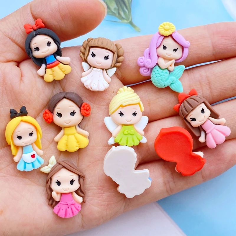 Resin Mini Cartoon Princess Embellishments 10Pcs for DIY