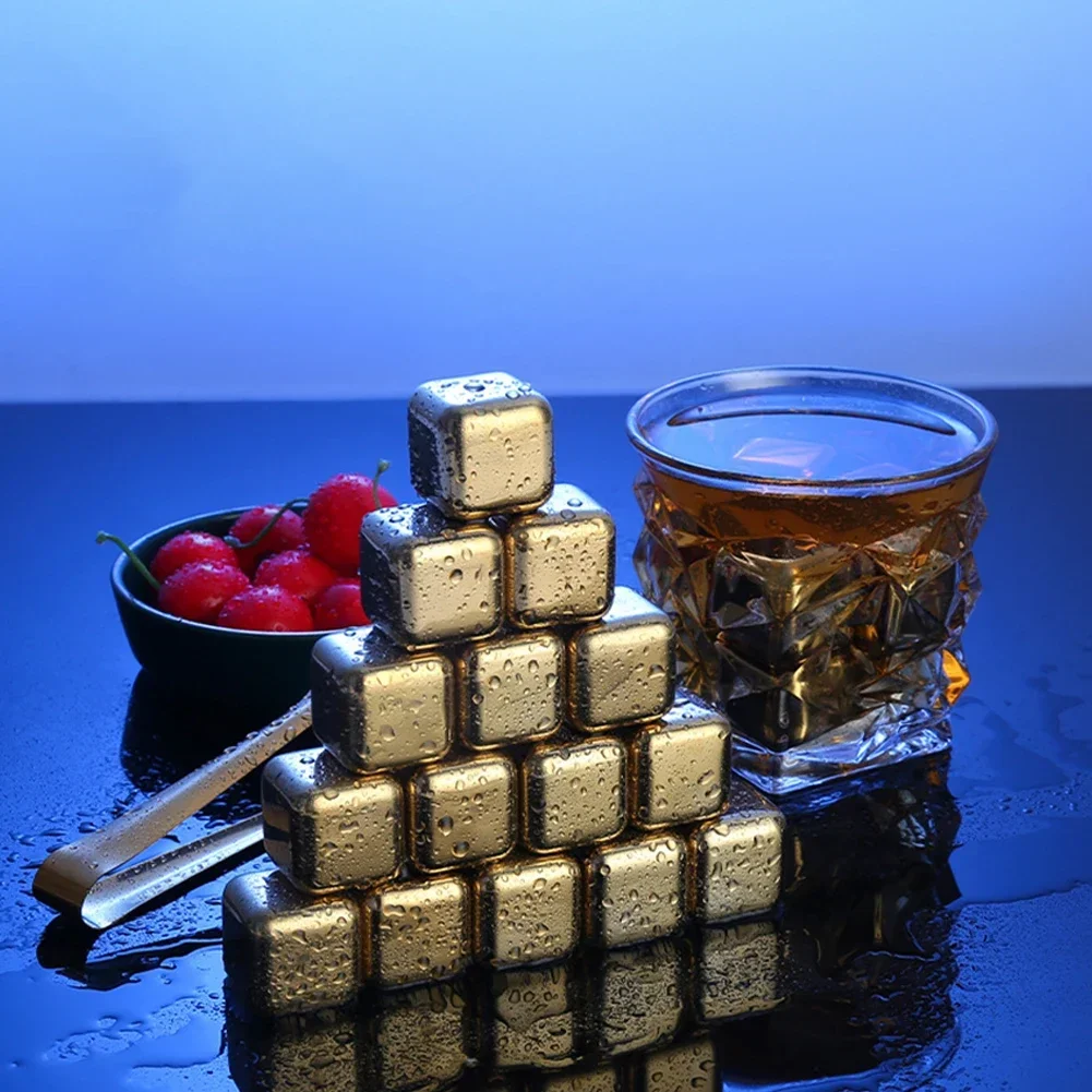 Stainless Steel Ice Block Reusable Chilling Stones For Whiskey Wine Drink Cooling Cube Chilling Rock Party Bar Tool ice cubes whiskey stones drink cooler