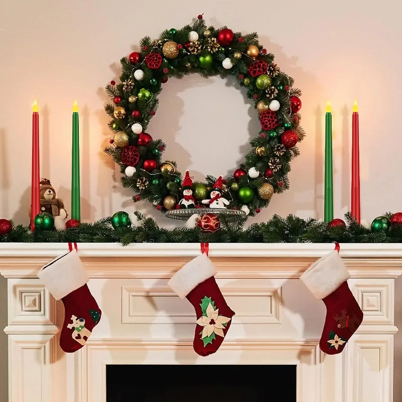 Remote Control LED Taper Candles Green Red Black