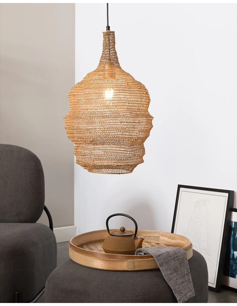 Vintage Mesh Pendelleuchte Wabi Sabi Restaurant Pendelleuchte für Wohnzimmer Küche Loft Dekor Designer unregelmäßige Hängelampe – Detail 6