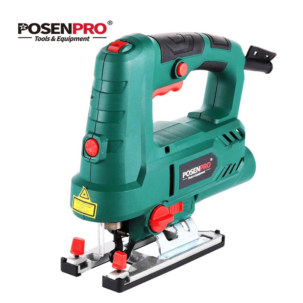 POSENPRO jigsaw 800W, 6 speeds, 4 orbital positions, quick blade change, dust blow function, 45° cutting angle, includes dust pipe, guide ruler