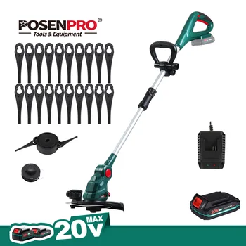 POSENPRO 20V 무선 스트리머/엣지, 무선 잔디 트리머, 2 인 1, 26cm 경로, 경량, 확장 가능한 길이, 블레이드 커팅