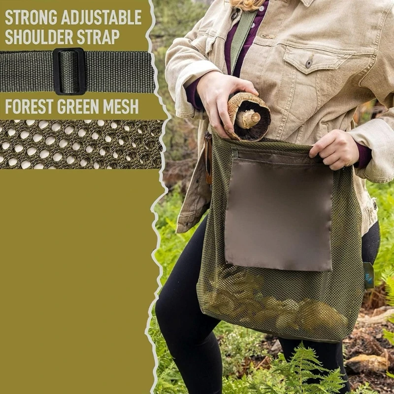 Mushroom Hunting Bag Mushroom Foraging Bag Mesh Foraging Pouch Harvesting Bag Folding Fruit Gathering Mushroom Basket storage bag,camping storage bag