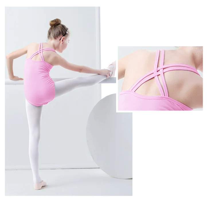 Mädchen Ballett Trikot Kinder Leibchen Trikots Baumwolle Gymnastic Body Kleinkind Tanz Body Rosa Ballerina Outfits Dancewear – Detail 5