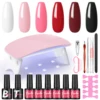 COSCELIA 6 Colors Nail Gel Polish Set with Nail Lamp Base Top Coat Rose Cuticle Oil and Nail Manicure Tools for Beginner 1