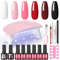 COSCELIA 6 Colors Nail Gel Polish Set with Nail Lamp Base Top Coat Rose Cuticle Oil and Nail Manicure Tools for Beginner 1