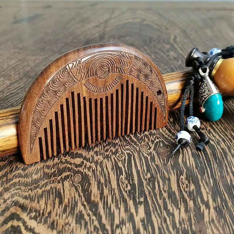 Pocket Wooden Comb Natural Black Gold Sandalwood Super Wide Tooth Wood Combs No Static Lice Beard Comb Hair Styling 3
