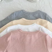Baby Boy Girl Spring O-neck Solid BottomT- Shirt Children Solid Casual Long Sleeves Pullover Kids Cotton Top Clothes Infant Tees 5