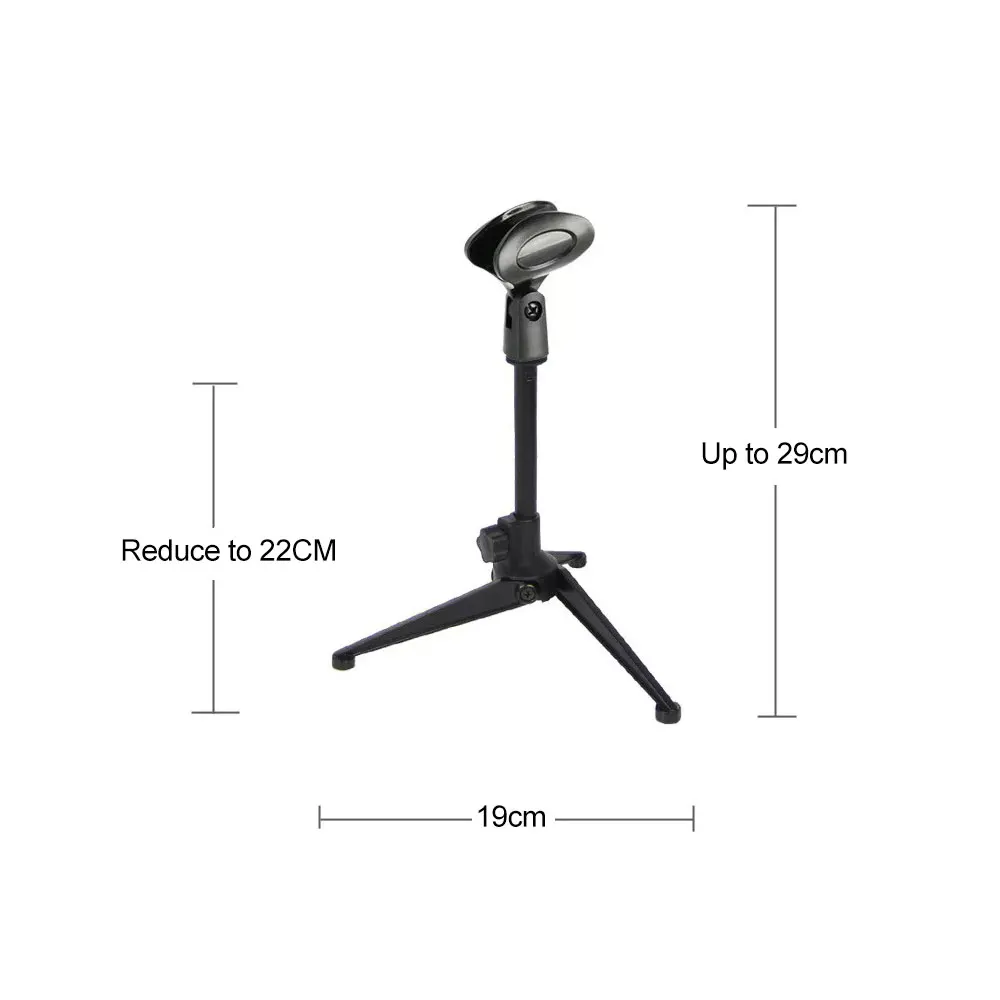 Microphone Stand Microphone Mount Clamp Tripod Microphone Stand Boom Mic Stand Clip Holder Telescopic Desktop Mic Mini Bracket Table Stable Microphone Holder