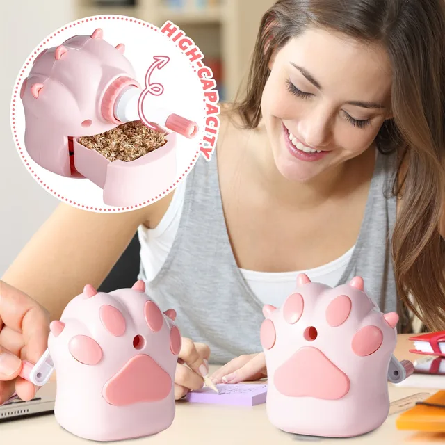 Cute Paw Pencil Sharpener Automatic Electric School Desk Sharpening Tool High Capacity Pencil Sharpener for Kids Home Supplies 1