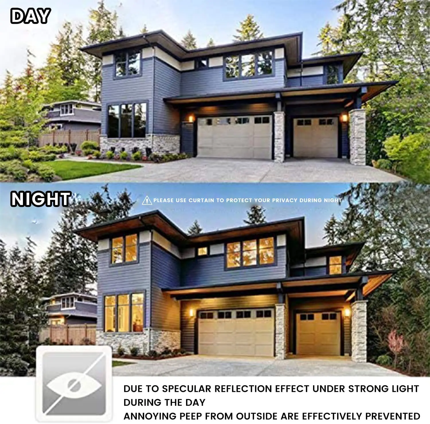 One Way Window Film Privacy Mirror Effect Reflective Window Tint for Home Self Adhesive UV Sun Blocking Heat Control Glass Films