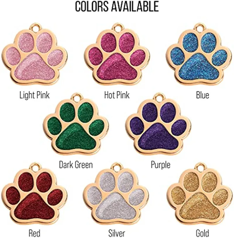 Collari, Imbracature E Guinzagli Rotonda Puppy Pet Anti-perso ID Nome Paw Print Bone Pattern Collare Tag - Foto 12