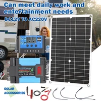 Système d'énergie solaire 6000W Kit complet Panneau solaire + Contrôleur de charge Convertisseur de puissance pour la maison, le camping-car, l'extérieur, alimentation hors réseau 5