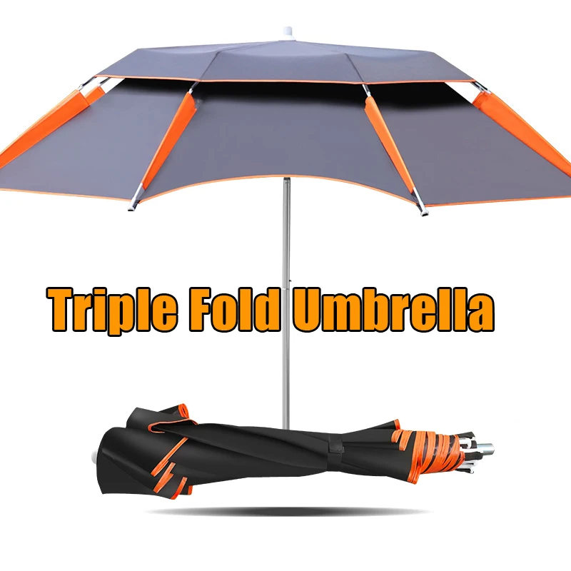 Triple Fold Fishing Umbrella Portable Outdoor Camping Beach Umbrella sunshade Mini camping picnic rain shelter