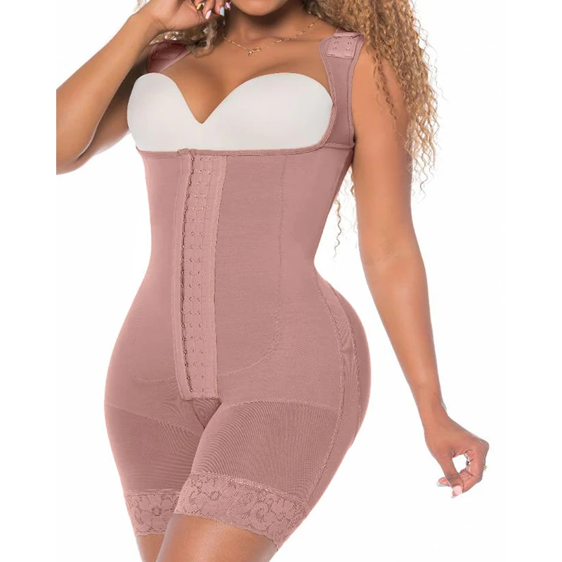 High Compression Full Body Shapewear With Hook And Eye Front Closure Shaper Adjustable Bra Slimming Bodysuit