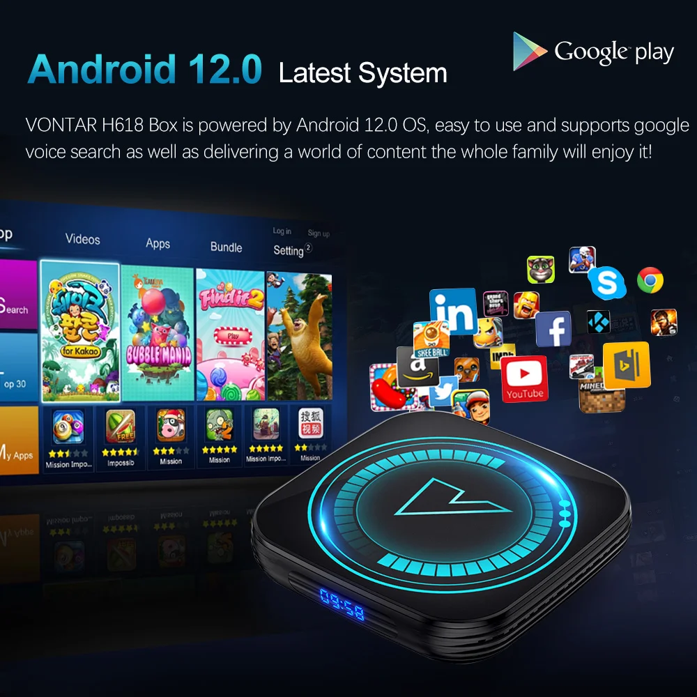 VONTAR H618 Smart TV Box Android 12 Allwinner Quad Core Cortex A53 Support 8K Video Wifi Google Voice Media Player Set Top Box 3