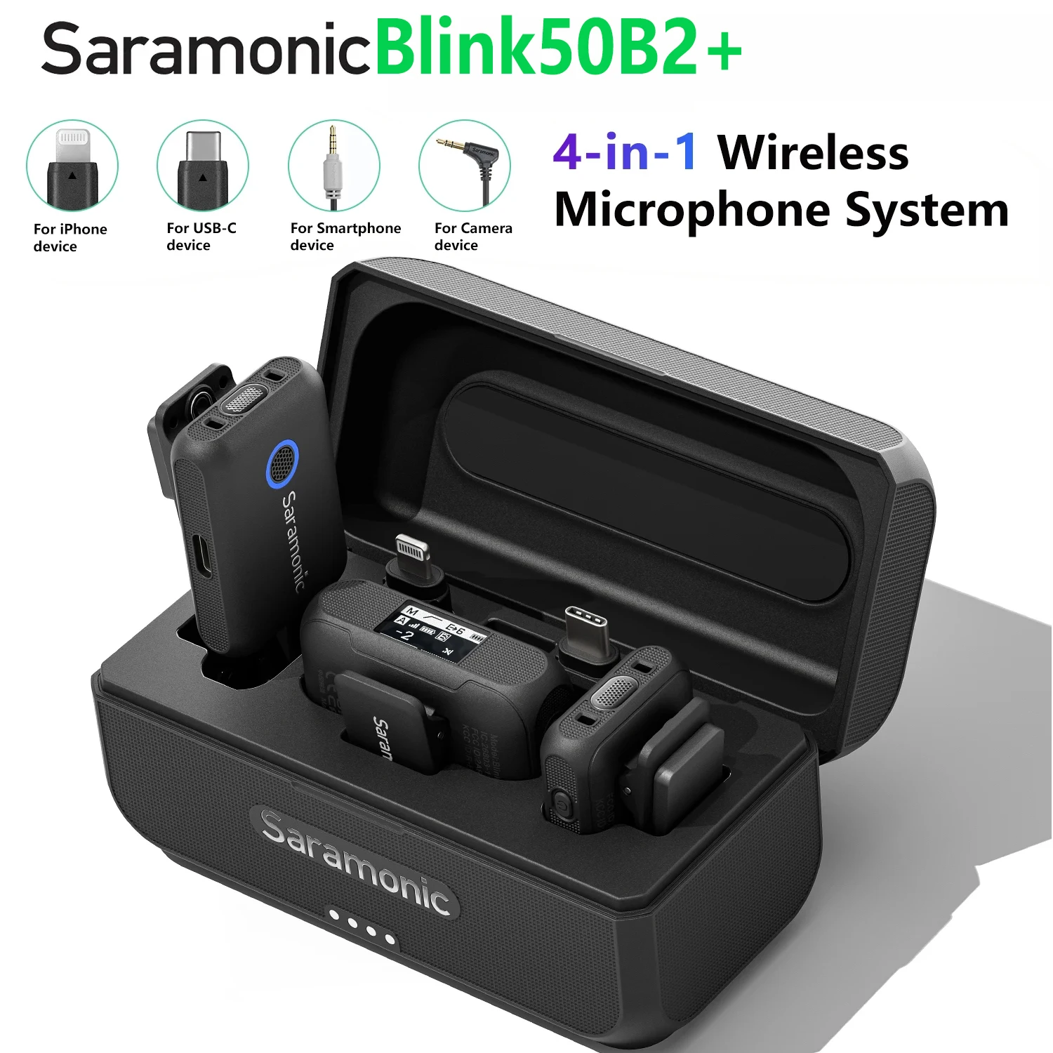 Saramonic 무선 라발리에 라펠 마이크, 아이폰 안드로이드 DSLR 카메라용, USB-C 라이브 스트리밍, 유튜브 녹화, Blink500B2 +