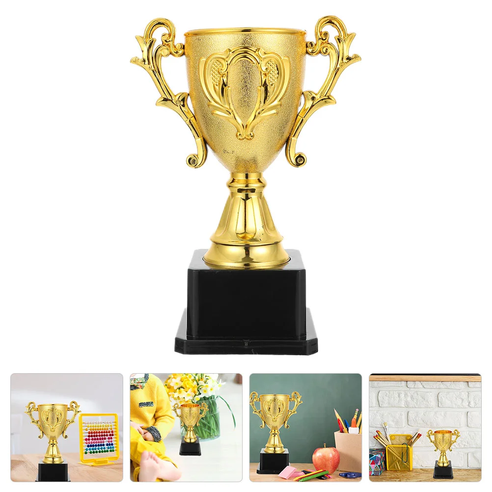 18cm Plastic Trophy Kids Sports Competitions Award Toy with Base for School Kindergarten Champion Cup Medal