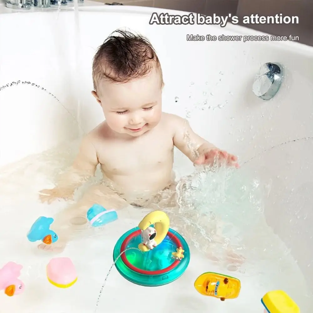 

LED Baby Bath Toys Automatic Rotation Sprinkler Bathtub Shower Toys Durable Space Water Jet Squirt Toys