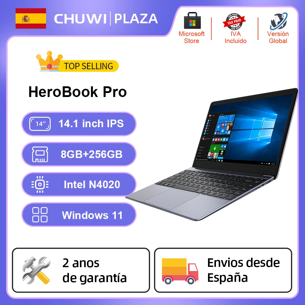 CHUWI 14.1 Inch HeroBook Pro FHD Screen Intel Celeron N4020 Dual Core UHD  Graphics 600 GPU 8GB RAM 256GB SSD Windows 11 Laptop