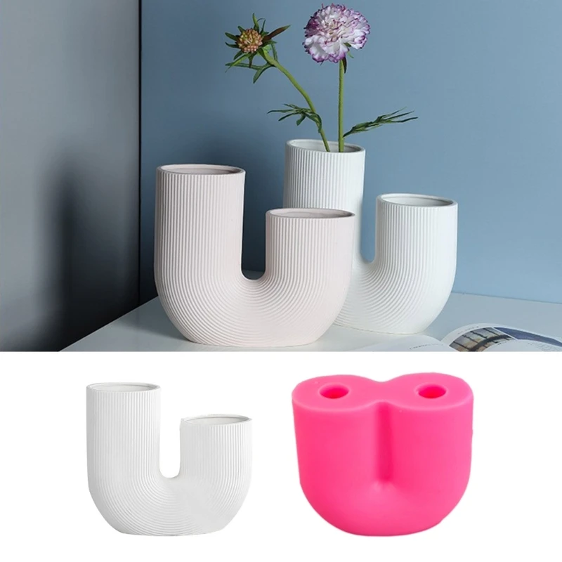 

U-Shaped Resin Mould Silicone Flower Pot Molds DIY Vase Epoxy Casting Mold Decor R3MC