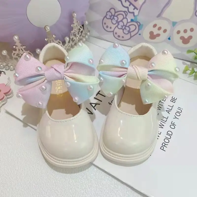 

Girls Princess Shoes 2023 Spring and Autum New Fashion Princess Childrens Bow JK Soft British Style Girls Sweet Shoes