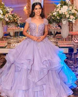 Jessica Lace Embroidery Fairy Prom Dresses Glitter Fluffy Ruffle Purple Evening Dresses Princess Party Dresses Wedding Dress - Image 6