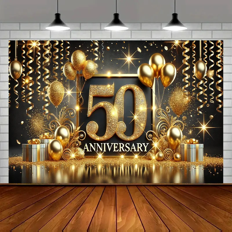 Elegantes 50. Jubiläums-Feierbanner – Partydekoration, geeignet für Haus-, Garten-, Studio- und Outdoor-Aktivitäten