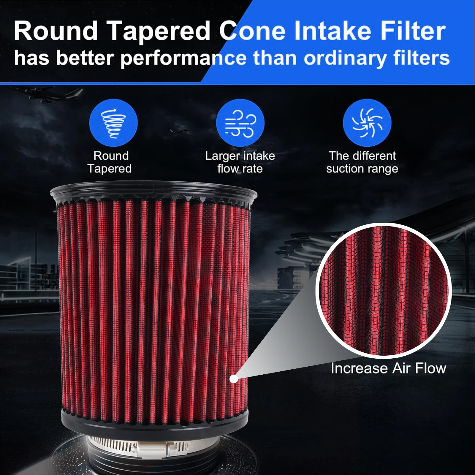 Rastp-hoher strom luft ansaug filter E-2993 aluminium legierung 70mm für ford fokus flucht mkc RS-OFI106 – Detail 4