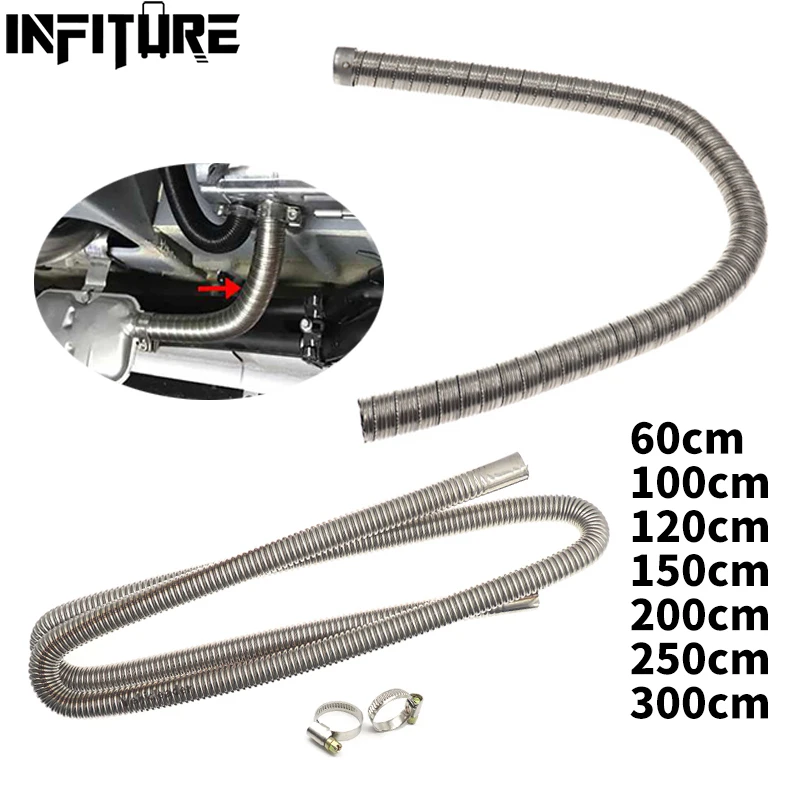 Diesel Heater Exhaust Pipe 60-200cm Dual-layer Car Heater Exhaust Pipe Stainless Steel for Webasto Eberspacher Air Diesel Heater 22